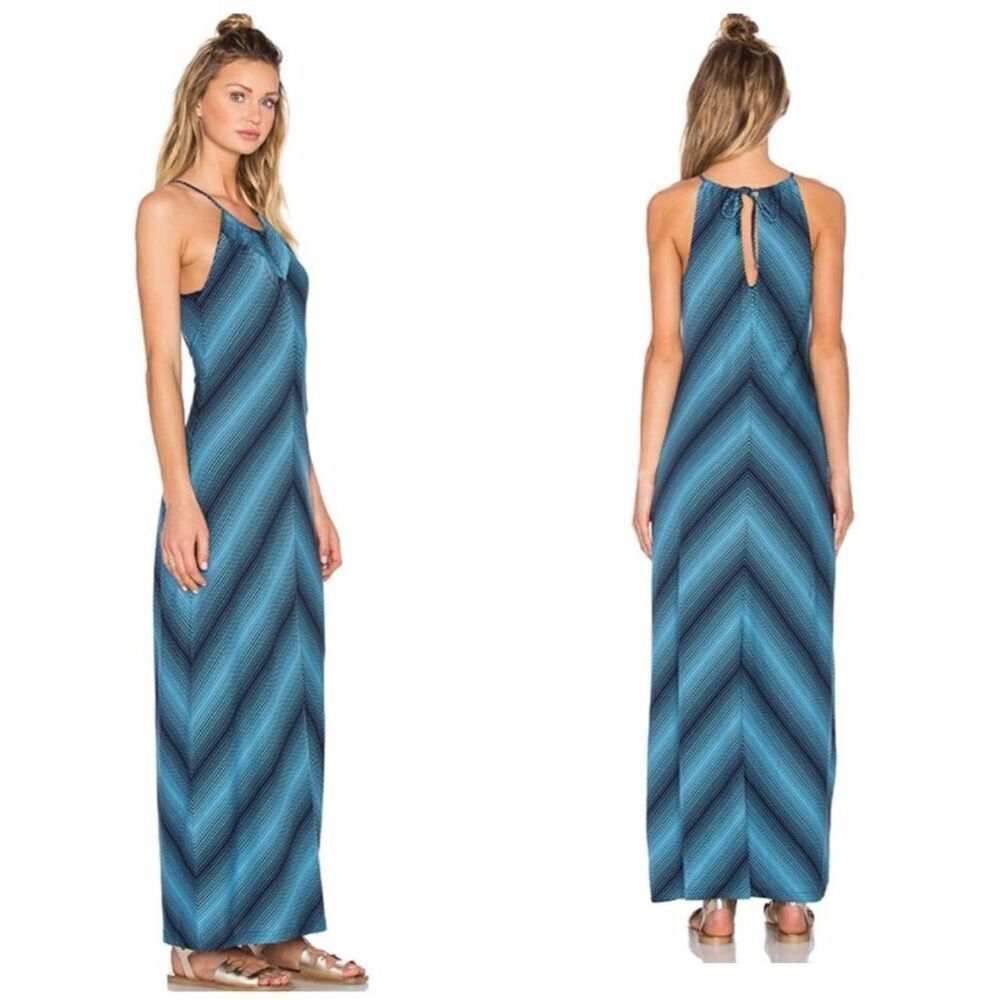Patagonia Navy Blue Chevron Sleeveless Maxi Tank Dress Size Medium Casual